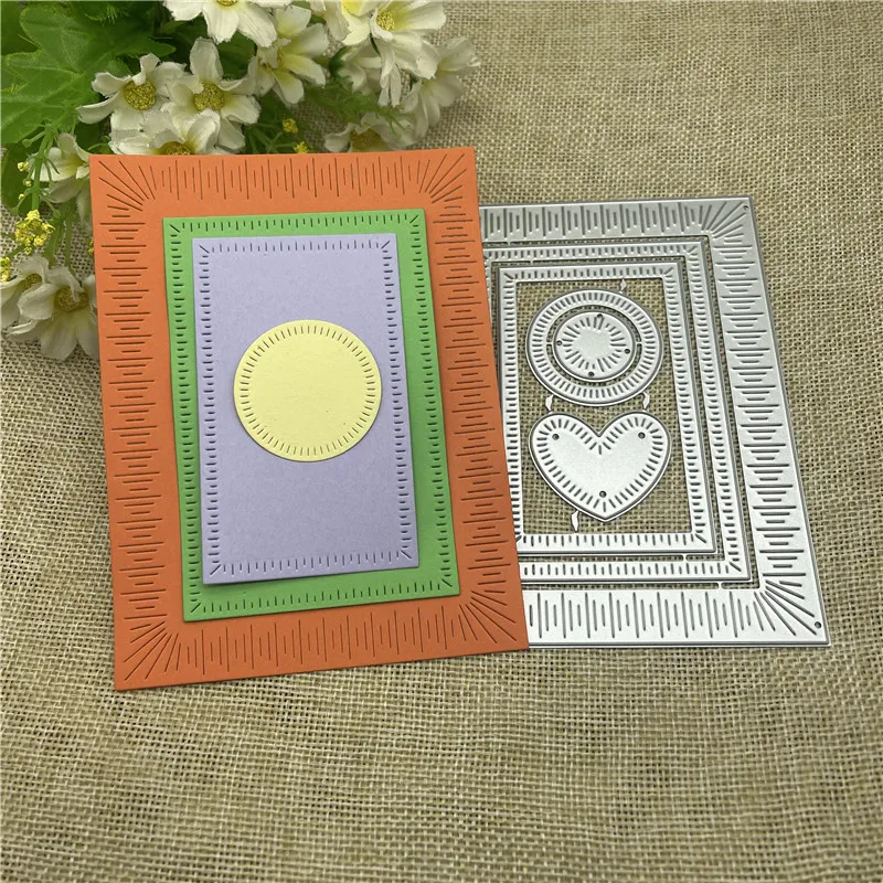 Vierkante Achtergrond Metalen Stansmessen Mal Rond Gat Label Tag Plakboek Papier Ambachtelijke Mes Mal Punch Stencils Dies