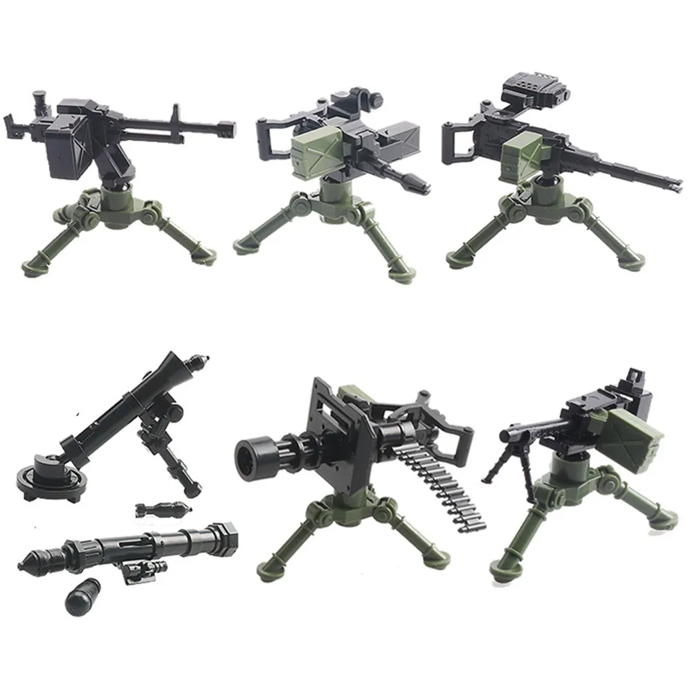 

WW2 Military Soldiers World War 2 Army Weapon Gatling Gun RPG Mortar Model DIY ​Building Blocks Bricks Children's DIY Toys Gift
