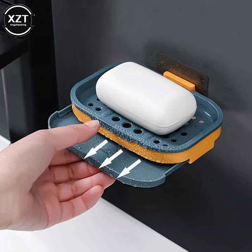 

Newest Soft Silicone Non-slip Soap Holder Bathroom Strong Suction Drain Rack Soap Dishes Home Suction Cup Wall Mounted Soap Dish