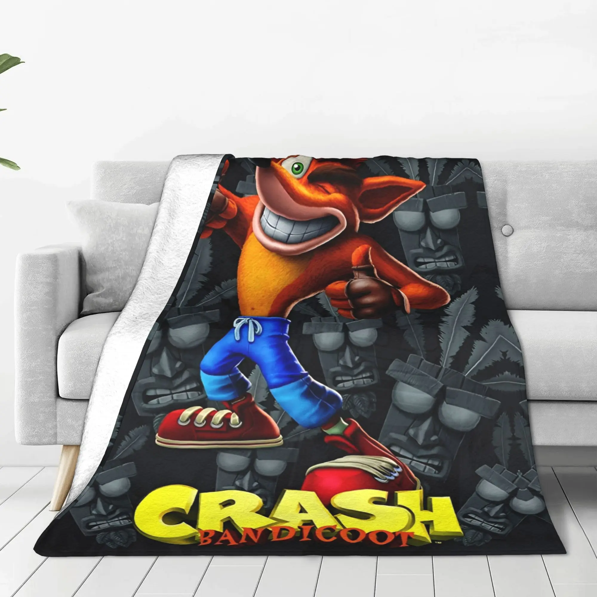 Crashs Bandicoots Cartoon Throw Blanket for Couch Video Game Soft Fuzzy Plush Blanket Multiple Sizes Bedspreads for All Seasons