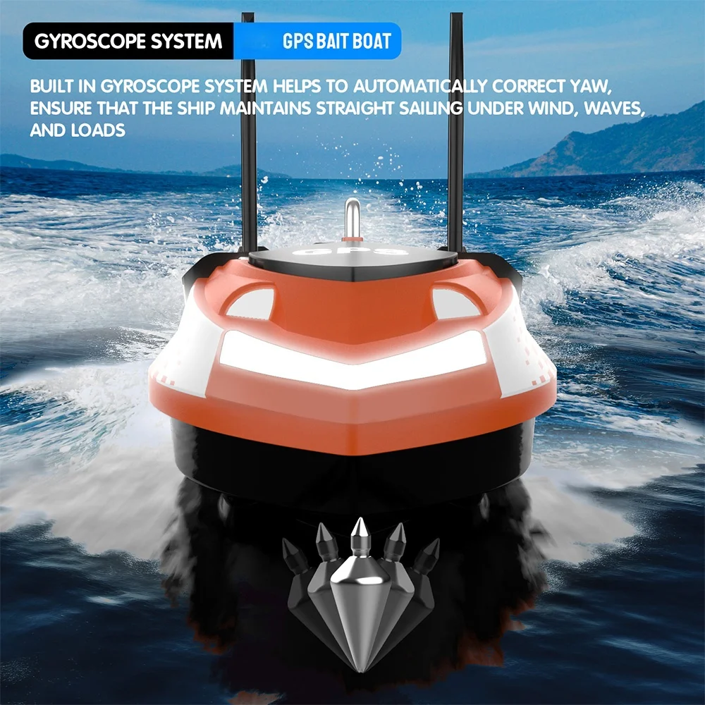 160 Point GPS Fishing Bait Boat 4 Hoppers Waterproof 3KG Load 500M 15KM/H GPS One Click Return RC Nest Bait Boat Fishing Tools