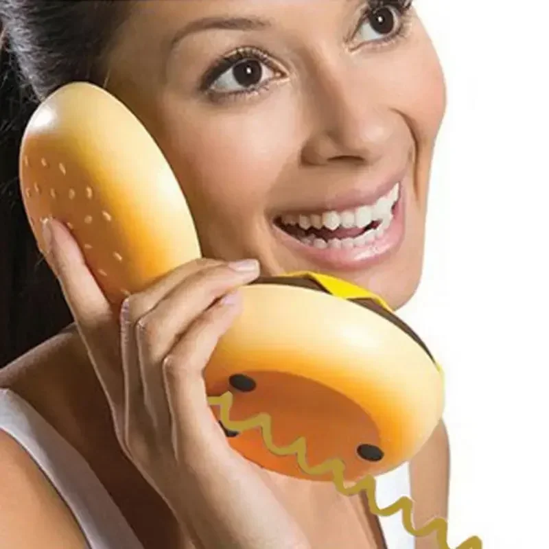 Cheeseburger Burger Corded Phone Durable CB2 Novetly Juno Hamburger Novelty Really Telephone Bread Model Phone Cute Gift