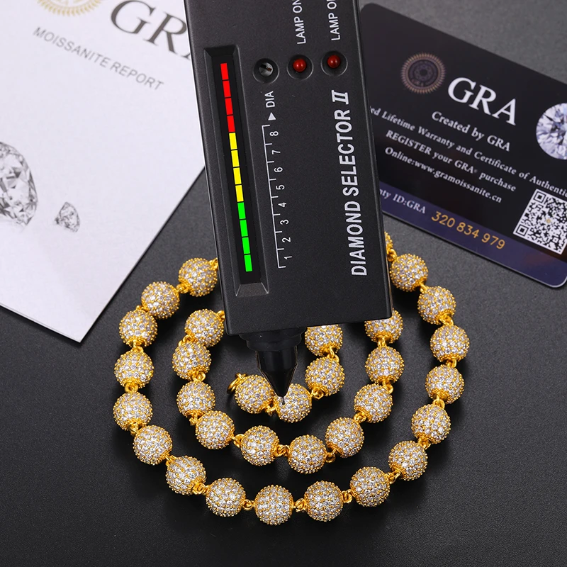 Fine Jewelry Unisex Buddhist Beads Chain Necklaces Moissanite Iced Out Chain 10mm 8mm 6mm For Men Hip Hop Jewelry