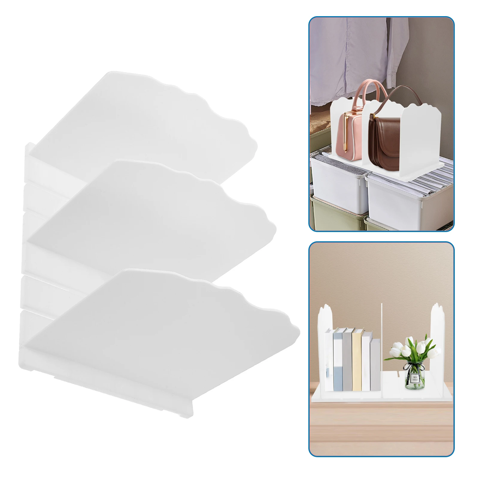 

Adjustable Bag Storage Organizer Stand Gift Bag Sorter Closet Shelf Rack Plastic Bookend Support Vertical File Organizer For