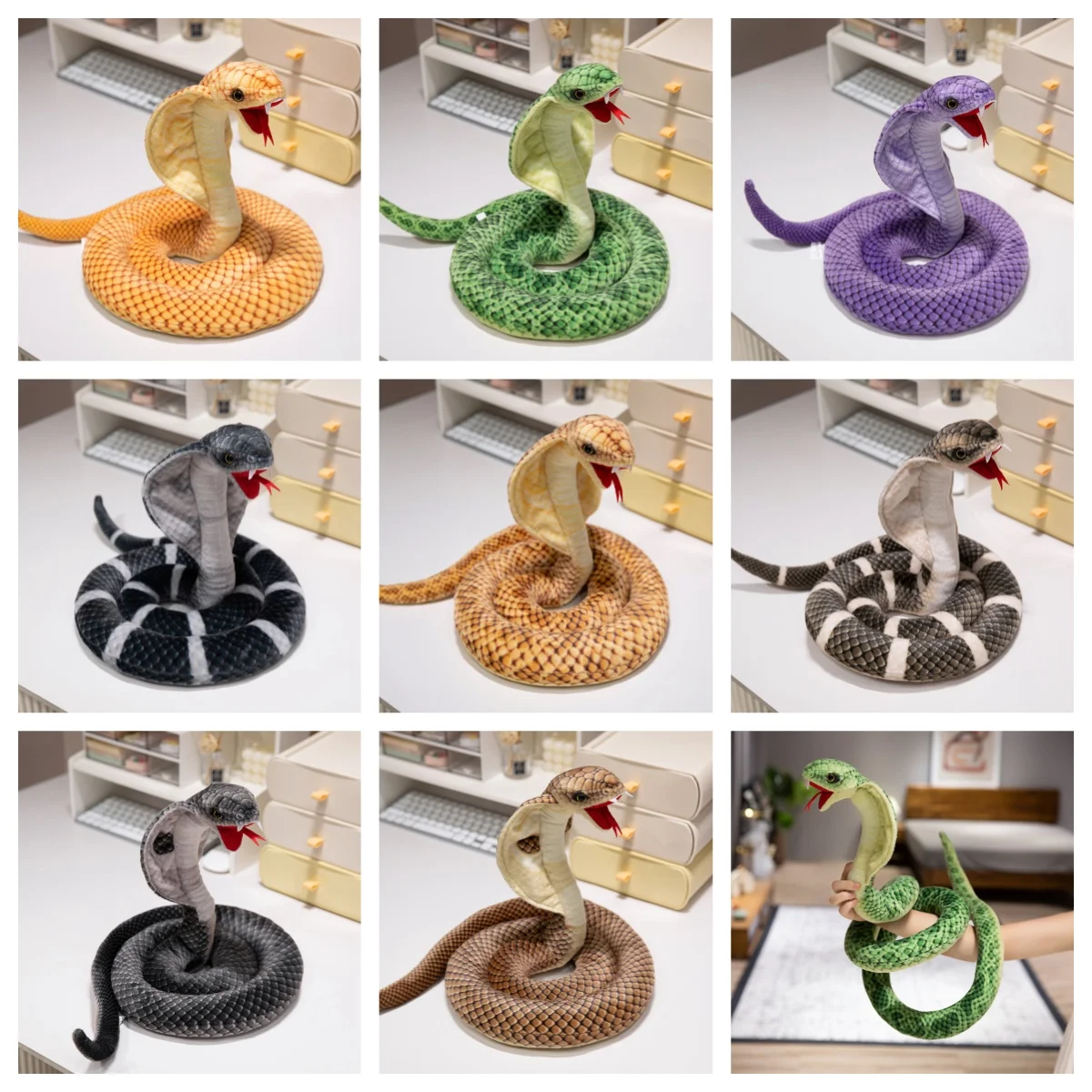 シミュレーションコブラぬいぐるみ,金色のドット,インドの動物,ヘビ,灰色,面白い,パロディー,ジョーク,家の装飾