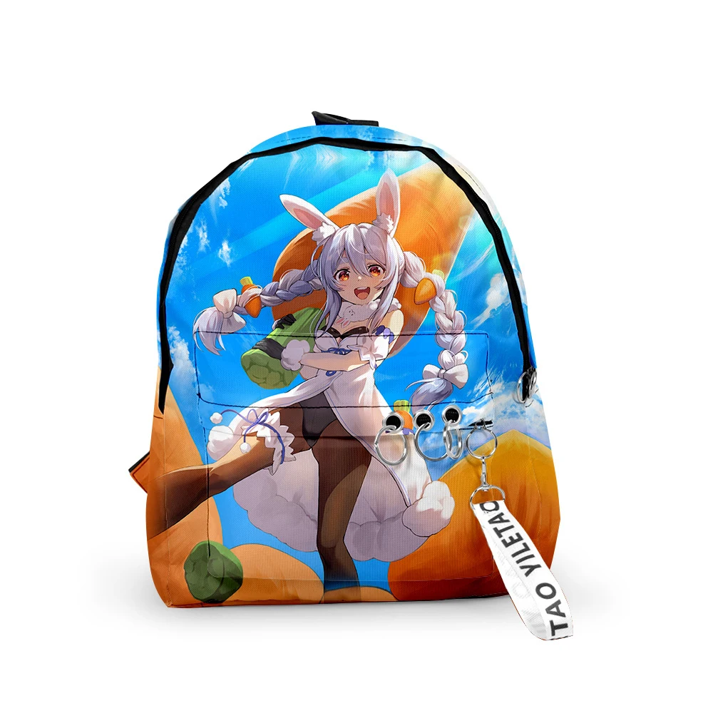 Classic HOLOLIVE VTuber Usada Pekora Backpacks Boys/Girls School Bags 3D Print Keychains Oxford Waterproof Small Backpacks