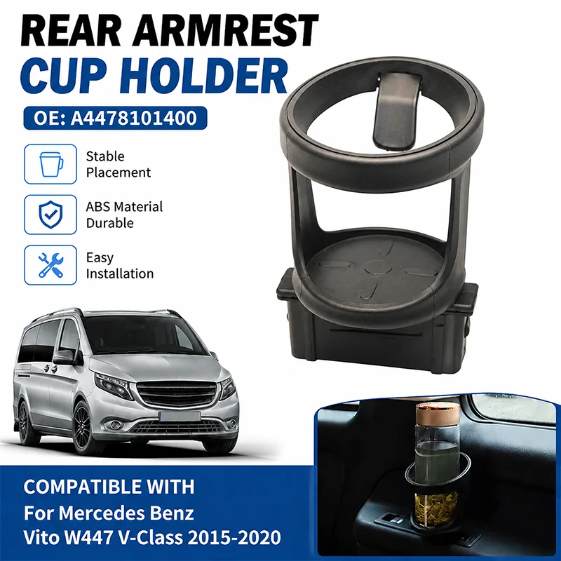 

Rear 3rd Row Cup Holder Base Set For Mercedes Benz Vito V-Class W447 2015-2020 A4478101400 Seat Side Water Drink Beverage Holder