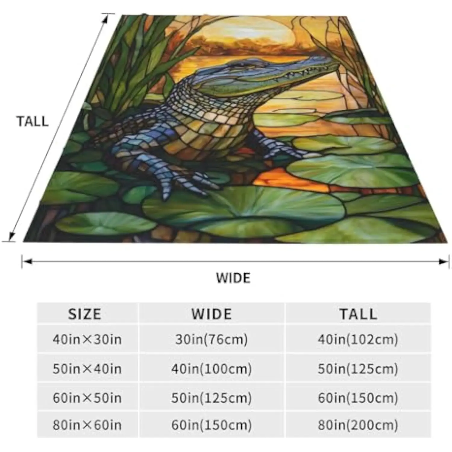 Alligator Blanket Gifts for Kids Adults Stained Glass Crocodile Animal Throw Blanket Warm Lightweight Cozy Plush Blankets