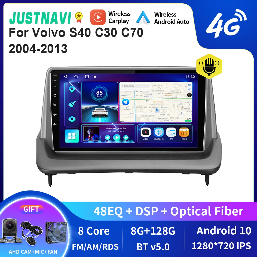 

Автомагнитола JUSTNAVI QT10, Android, мультимедиа для Volvo S40 C30 C70 2004-2013, стерео, навигация для Carplay, Авторадио, головное устройство, плеер