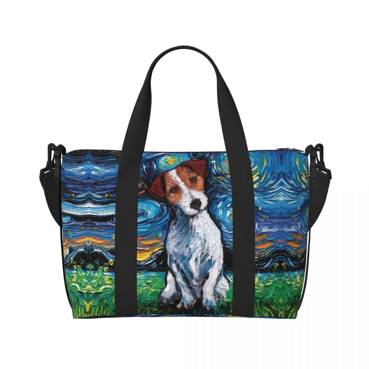 Custom Jack Russell Terrier Pop Art ร้านขายของชําช้อปปิ้ง Tote กระเป๋าผู้หญิงความจุขนาดใหญ่คนรักสุนัข Gym Beach กระเป๋าเดินทาง