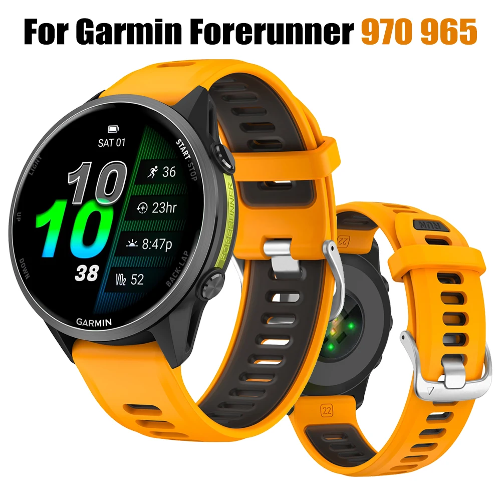 1:1 offizielles Sport-Zweifarbiges Silikonarmband für Garmin Forerunner 970 965 955 Solar 945 935 745 Armband-Armband-Uhrenarmbänder