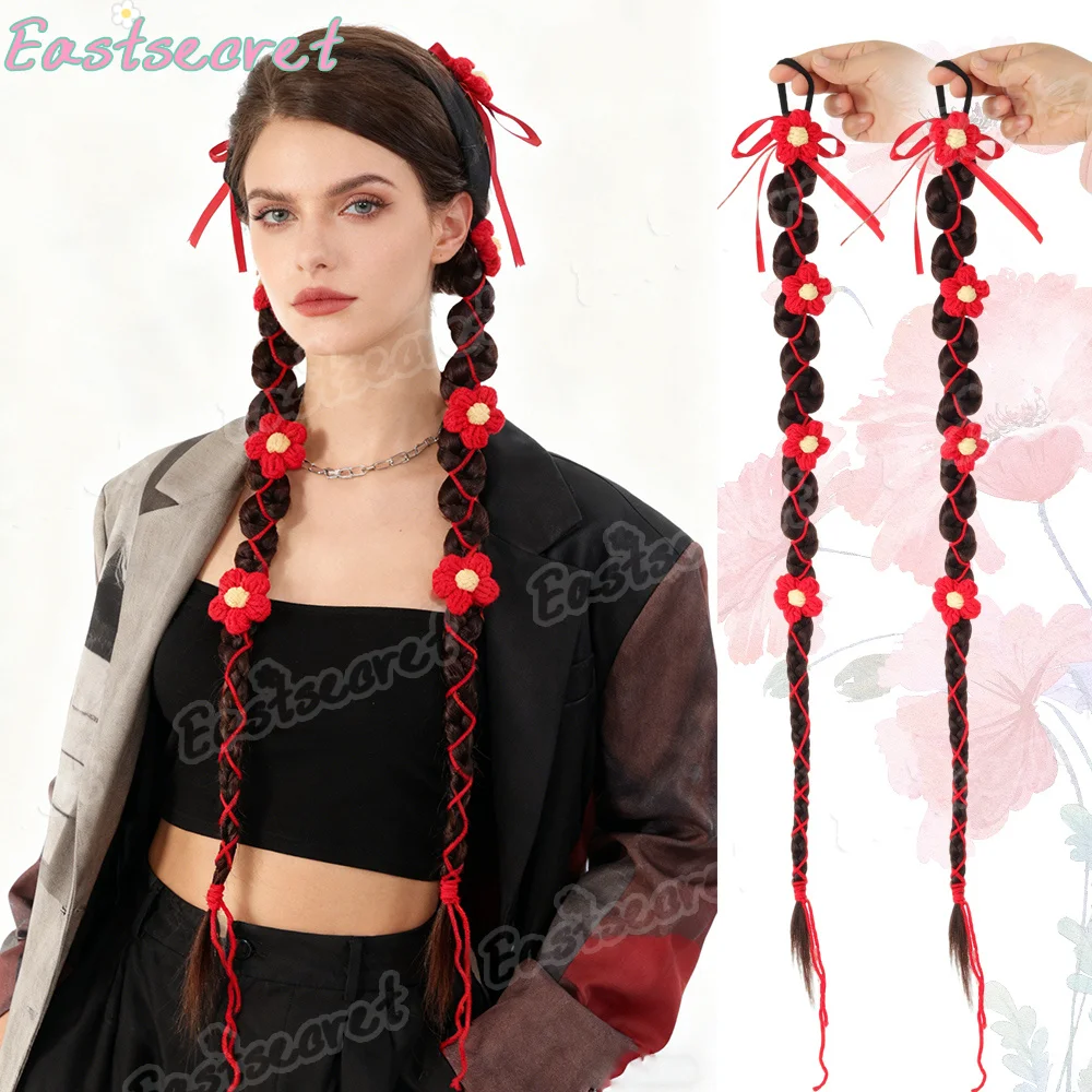 EAST Braid needlework knitting flower bride braid antique style double Fried Dough Twists braid synthetic ponytail