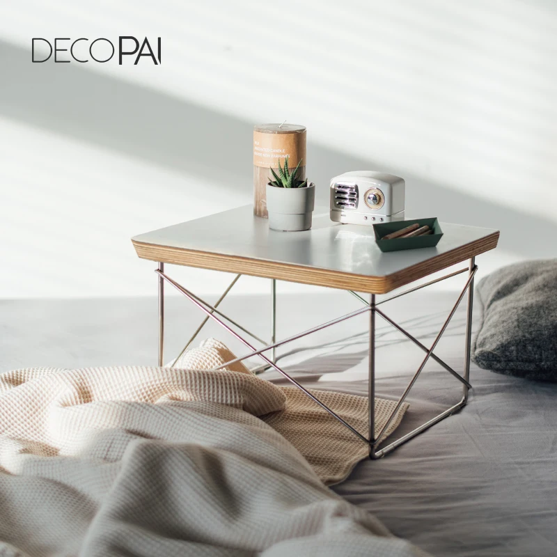 طاولة جانبية DECOPAI eames LTR، تصميم حديث مستطيل من الفولاذ المقاوم للصدأ باللون الأبيض لغرفة المعيشة وغرفة النوم وطاولة نهائية بمساحة صغيرة، كمبيوتر محمول