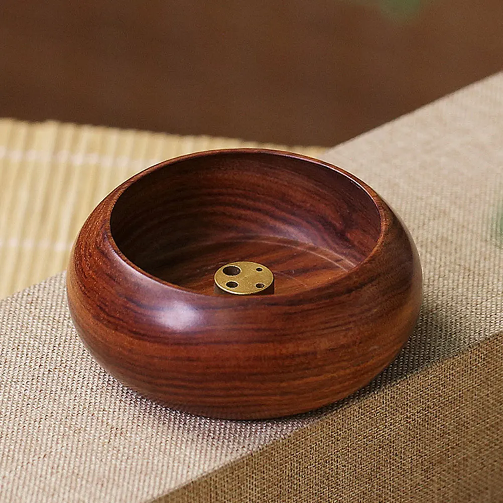 

Incense Burner Bowl Shaped Wooden Censer Decorative Stick Holder Home Artistic Decoration Mysterious Smoke for Gift