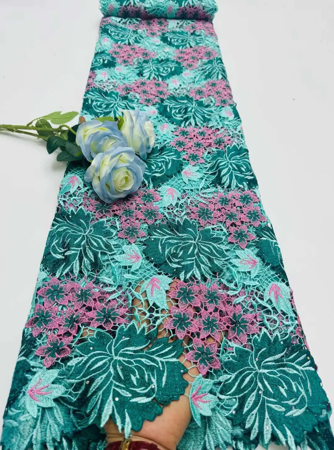 

High quality 3D Embroidered Water Soluble Lace Fabric African Guipure Cord 2026 Latest Style for Women's Party Dresses 5 Yards