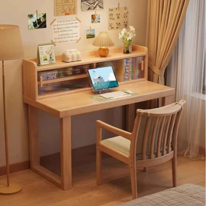 

Rubber wood multifunctional computer desk for home office - minimalist design