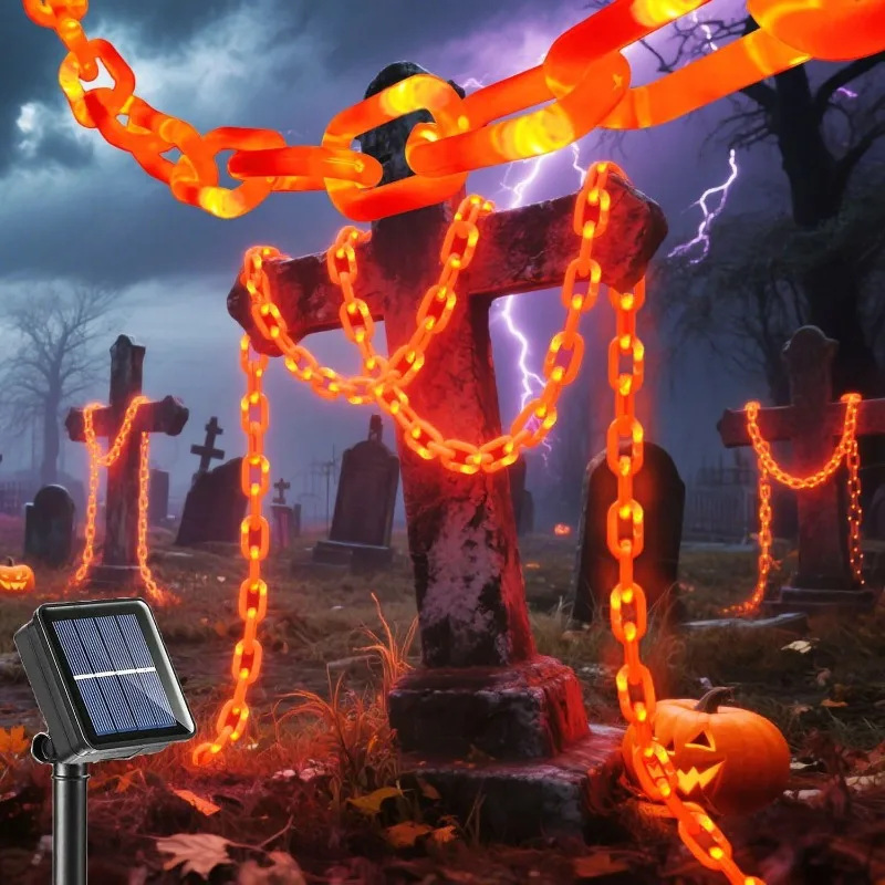 New LED Halloween Chain Light Outdoor Ghost House Haunted Room Decor Atmosphere String Lamp Holiday Party Decoration Prop