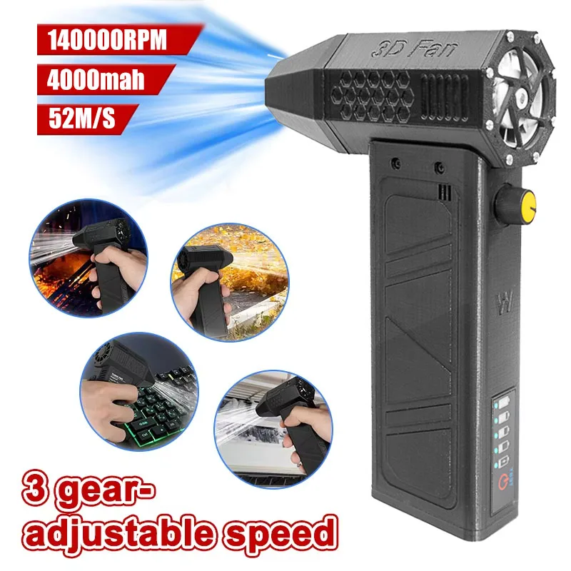 

NEW Turbo Jet Fan 140000RPM Powerful Air Blower 52m/s Adjustable wind speed Electric Blower Brushless Motor Handheld Duct Fan