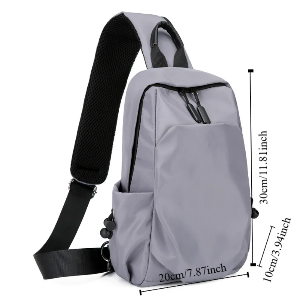 Simple Zipper Pocket Oxford Shoulder Bag Retro Large Capacity Chest Bag Men Storage Waterproof Nylon Shoulder Bag Outdoor