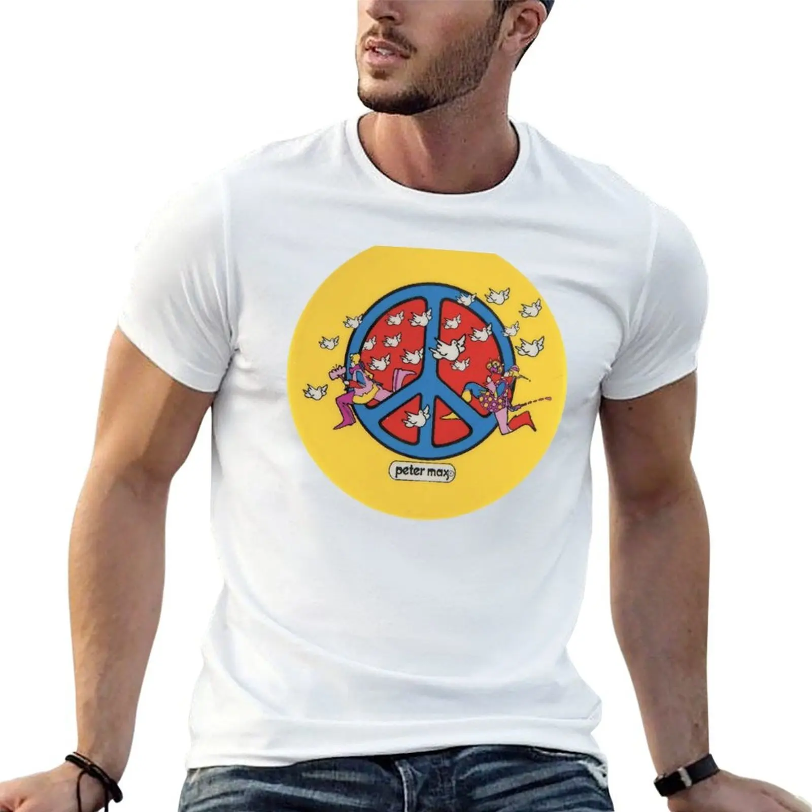 Camiseta vintage Peter Max con signo de la paz, estilo Pop Cosmic Art Era Woodstock Music Hippie, camiseta atlética que absorbe la humedad
