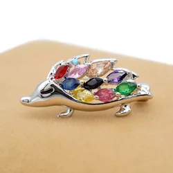 CINDY XIANG New Arrival Zirconia Hedgehog Collar Pin For Women And Men Unisex Fashion Copper Brooch Animal Design Kids Gift
