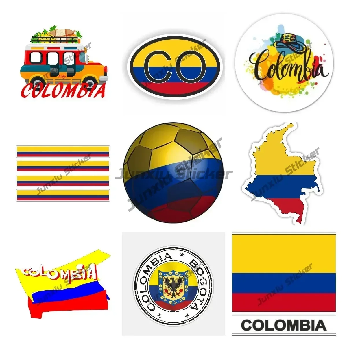 

Colombia Coat of Arms Map Bumper Sticker Colombia Bogota Flag Seal Football Waterproof Decal Accessories New Energy Motorsport