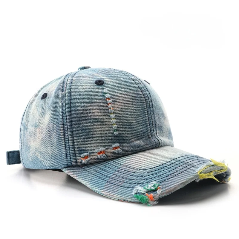 Women's Personalised Sun Hat Fashionable Washed Denim Baseball Cap Solid Colour Outdoor Men's Travel Sun Protection Cap