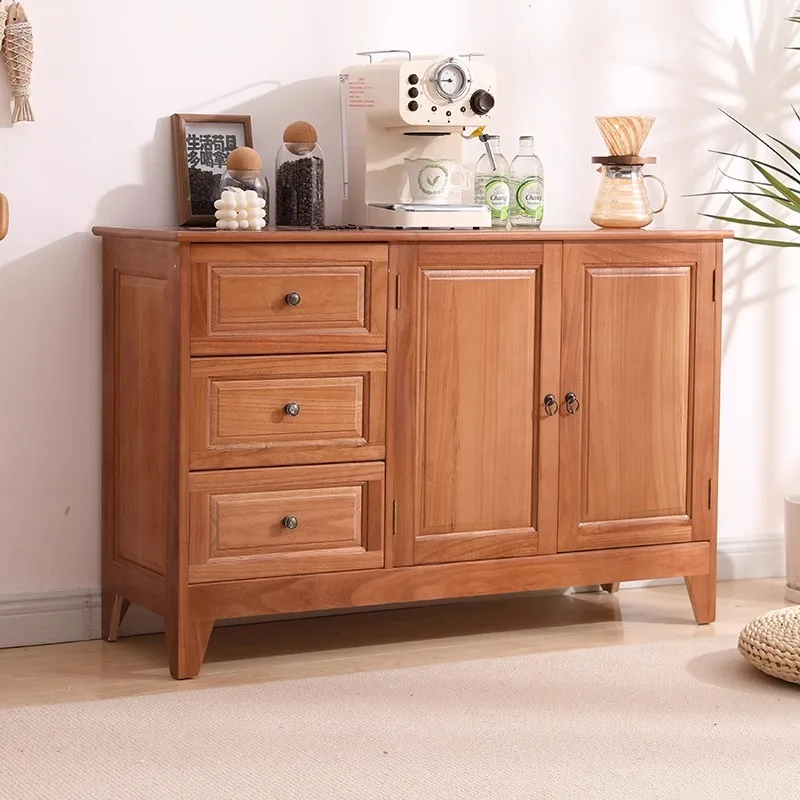 Side cabinet, chest cabinet, solid wood against the wall, integrated modern simple living room storage locker, multi-functional