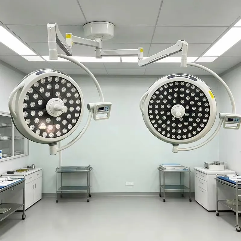 Surgical Lighting Equipment LED Shadowless Lamp Suspended 700+500 Operating Light with Cold Light for Dentist and Surgery
