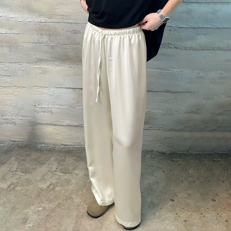 American Street Solid Color Wide Leg Pants For Women 2024 Autumn New Fashionable Loose Slim Casual Versatile Mopping Trousers