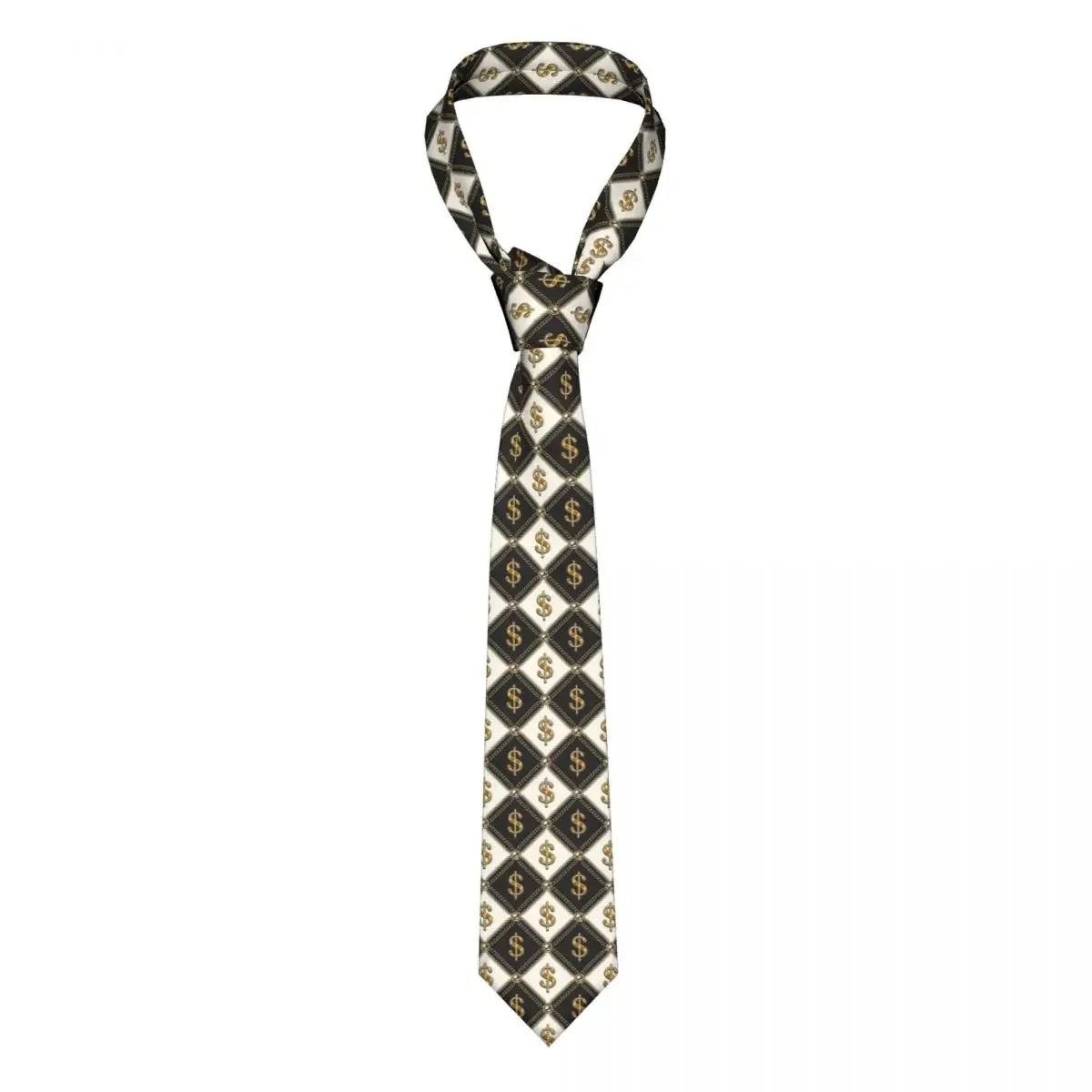 Staggered Luxury Shiny Gold Dollar Chains Beads Tie Ties 3D Printed Cravat Street Necktie Shirt Accessories