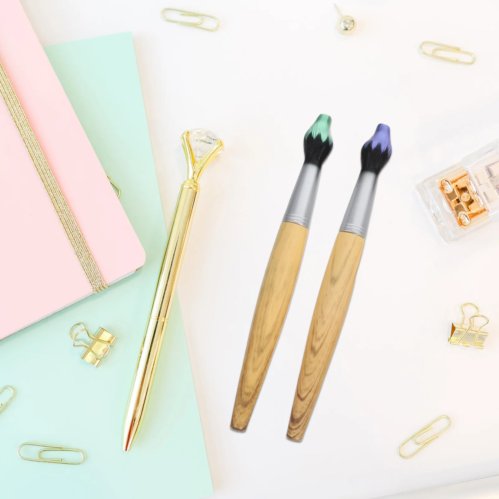 

5Pcs Unique Wooden Ballpoint Pens Multi Function Gift Pen Stylish Writing Instrument Home Decoration Office School Use