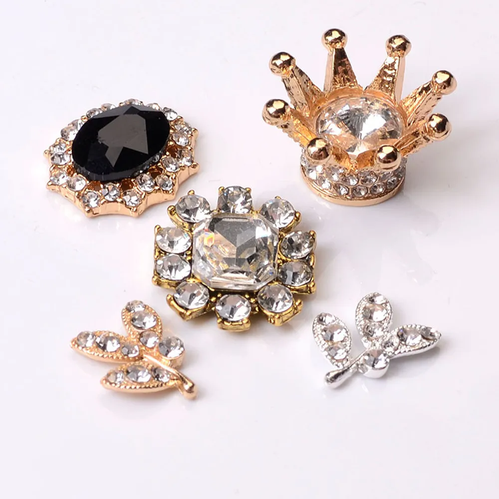 Vintage Rhinestone Flower Alloy Button 20pcs Shiny Dress Coat Clothing Embellishments DIY Handmade Needlework Sewing Accessories