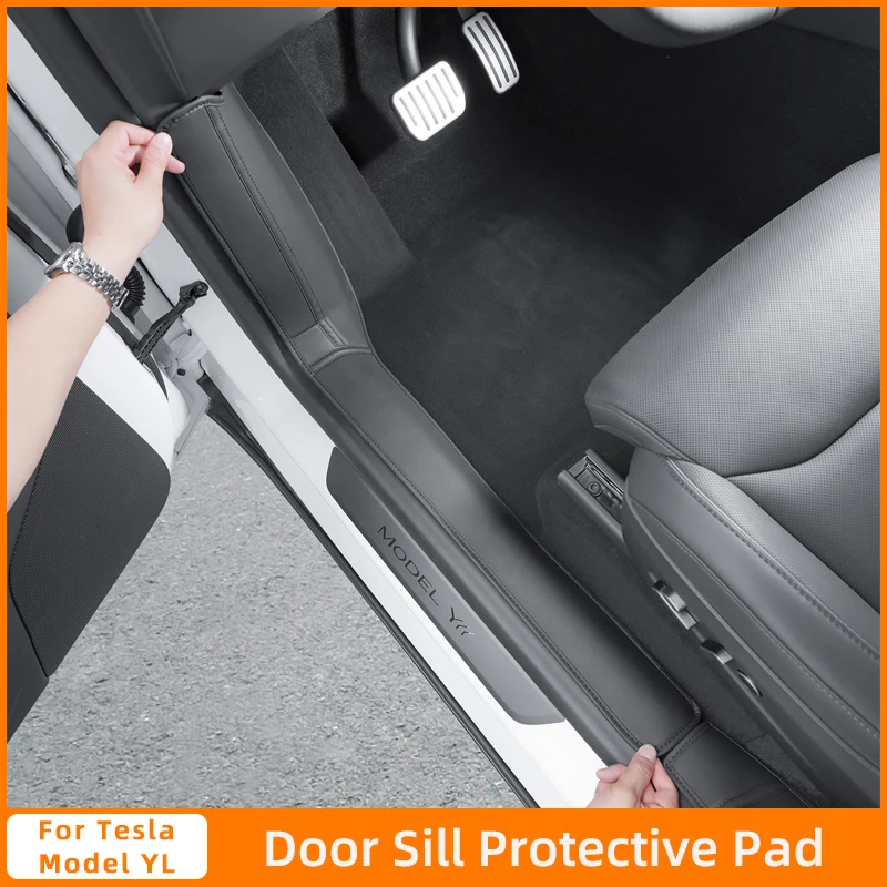 

For New Tesla Model YL 2026 Front Rear Door Sill Guard Anti Scratch Dirt Resistant Threshold Strips Interior Accessories