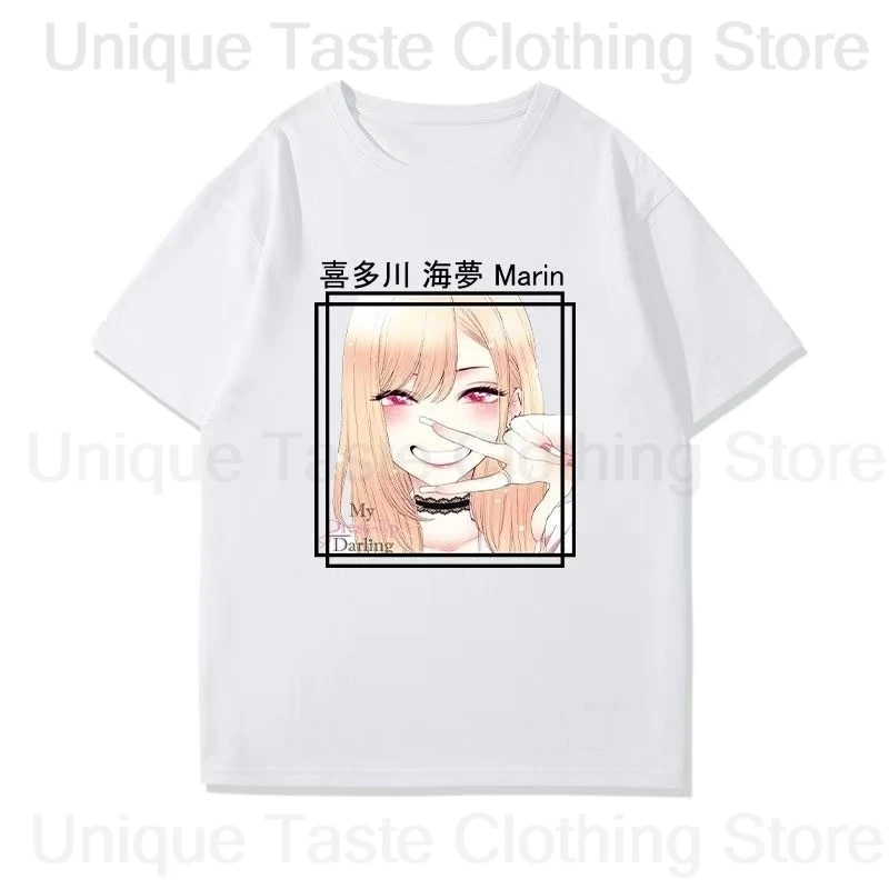 Anime Mein Dress Up Darling T Hemd Kitagawa Marin Cartoon Print T-shirt Männer Frauen Hohe Qualität Lose Baumwolle Kurzarm T Tops