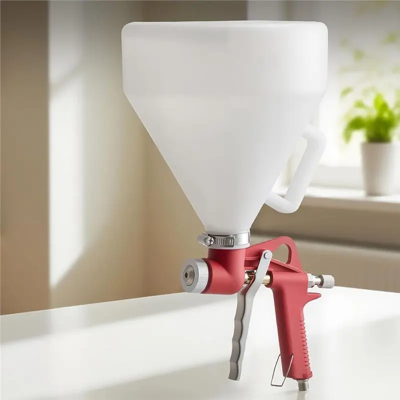 HRBAJ-Professional Drywall Texture Painting Sprayer, Air Texture Spray Gun, 1.45 Gallon Air Hopper, Includes 3 Nozzles