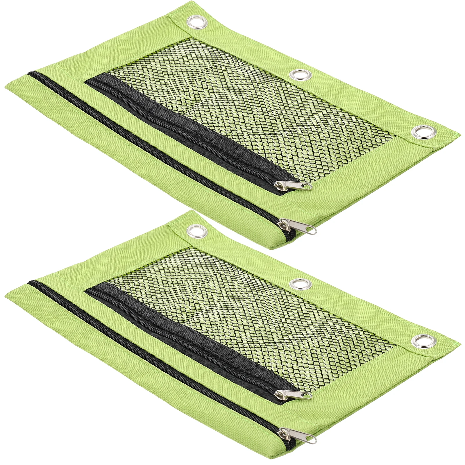 

2 Pcs Pencil Bag File Zipper Pouch Multipurpose Binder Green Mesh Case Office Supplies Large Capacity Stationery Storage Oxford