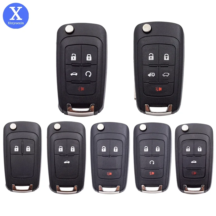 

Xinyuexin Flip Folding Remote Car Key Shell for Chevrolet Cruze Epica Lova Camaro Impala 2 3 4 5 Button HU100 Blade Replacement