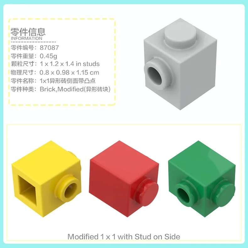 50g Tecnico MOC Parti Mattoni Speciali con sporioni irregolari 2458 4070 4733 Building Block Modello di Auto Kit Giocattoli Accessori