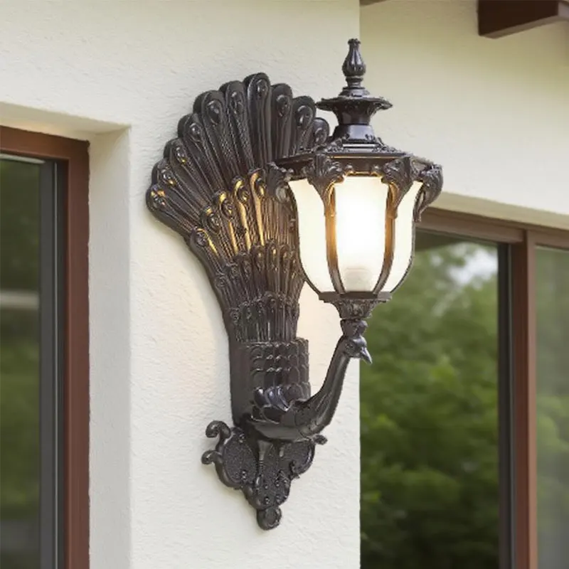 الأوروبية الرجعية حديقة فيلا مدخل شرفة الممر شرفة مصباح الجدار مقاوم للماء #5
