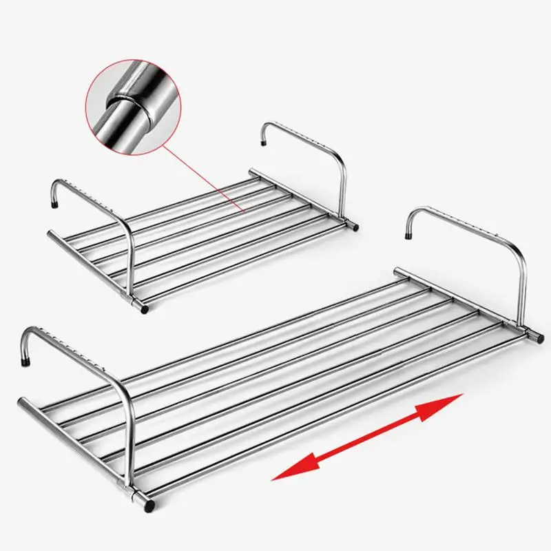 Balcony Clothes Airer Stainless Steel 360 Degree Rotation Towel Pole Drying Rack Holder Extendable Towel Rails Home Accessories