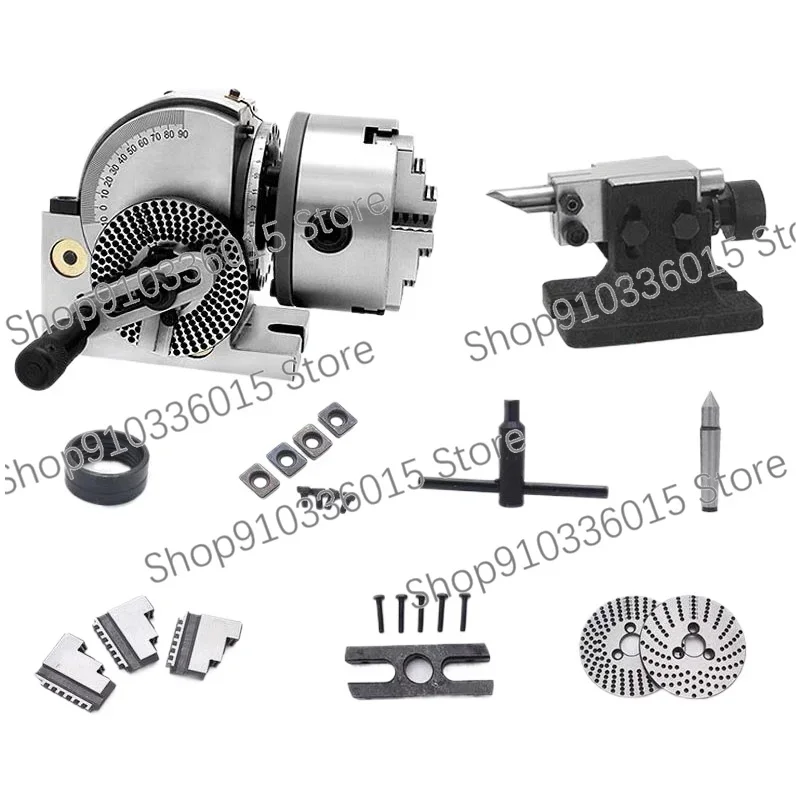4 Inch Dividing Head 3 Jaw Chuck Precision Semi Universal Dividing Head for Milling Machine Rotary Table