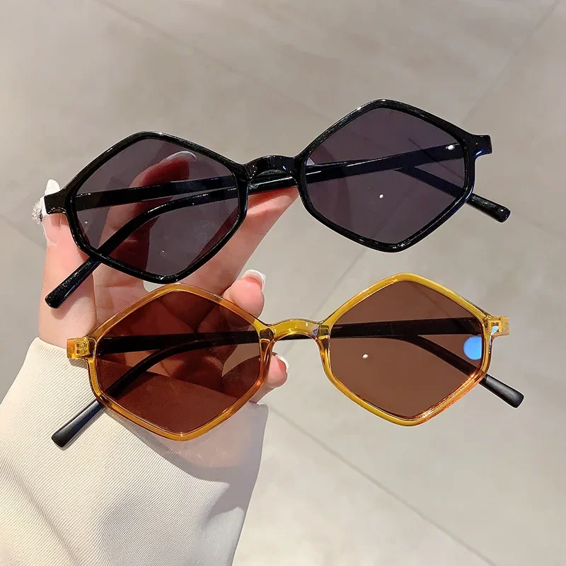 New in Vintage Luxury Brand Designer Irregular Rhombic Sunglasses Women For Men Sun Glasses Trendy Punk Popular Pink Shade UV400