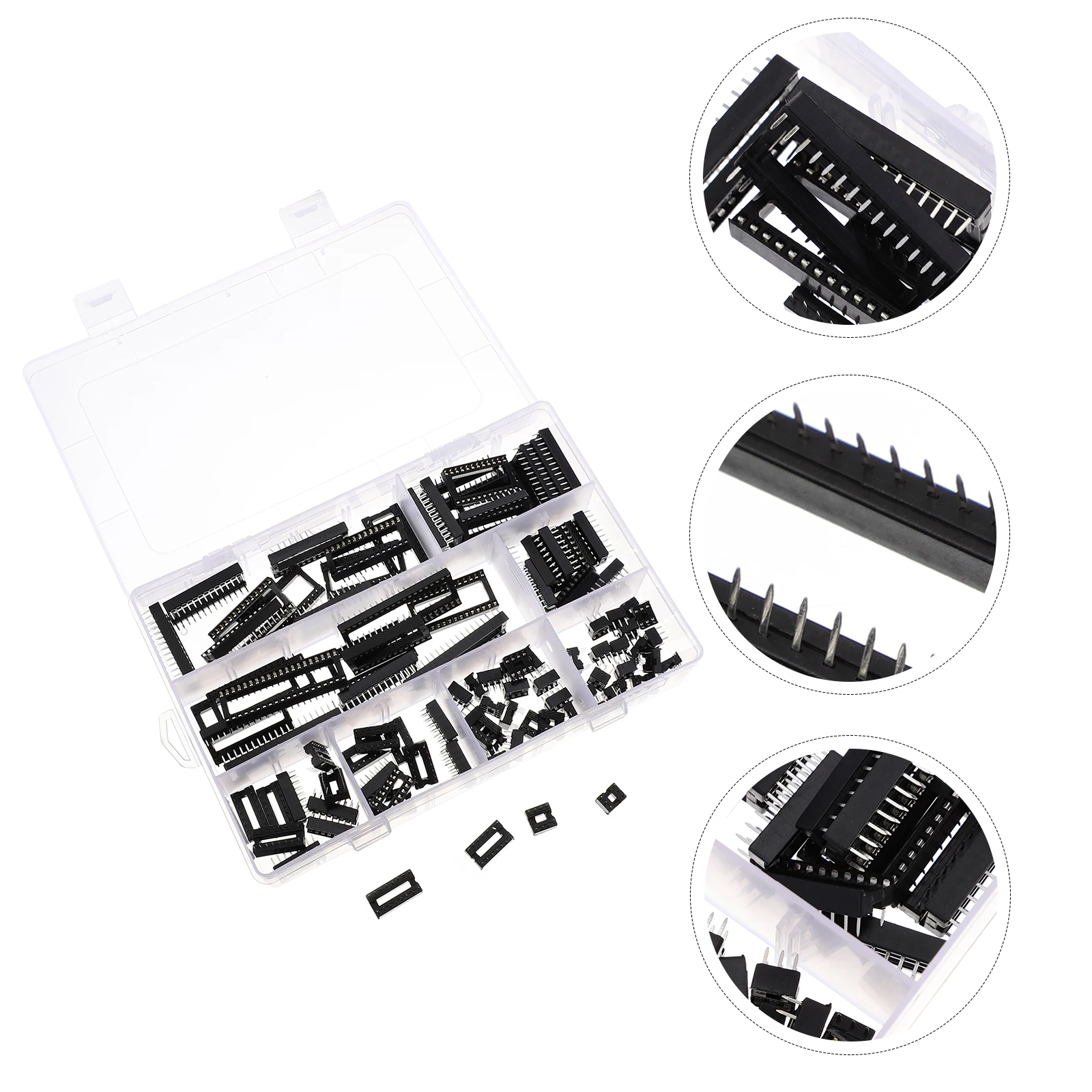 

100 Pcs IC Socket Round Wiring DIP Soldering Double Row Integrated Circuit Seat Chips Adapter Durability Precision Assembly