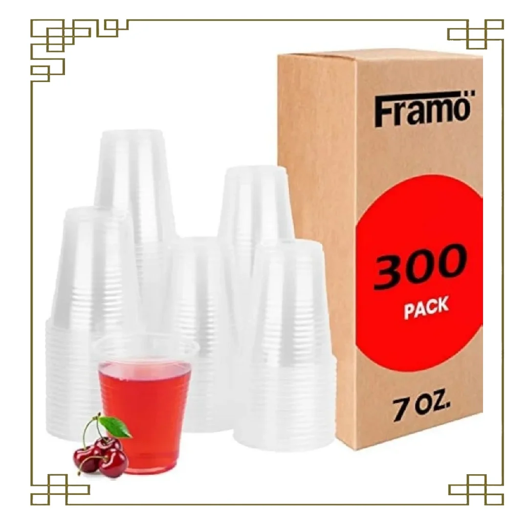 

Disposable 7oz Plastic Cups 300-Pack, Clear Party Cups for Soda, Juice, Ideal for Events, Picnics, BBQs