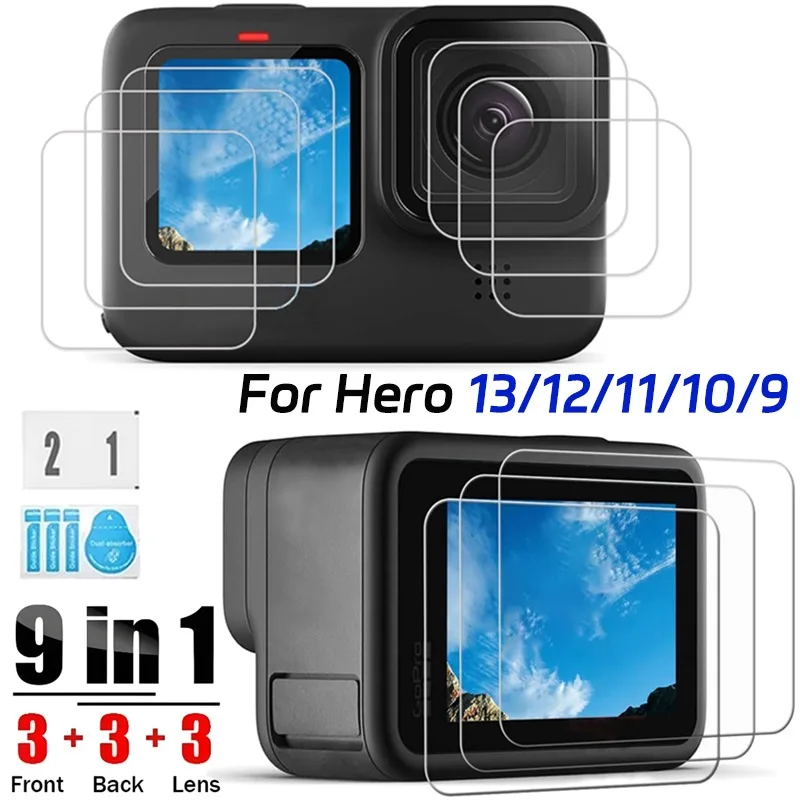 Tempered Glass Screen Protector for GoPro Hero 13 12 11 10 9 Back Camera Lens Protective Film 9H Hardness Front Back Screen Film