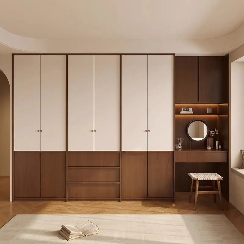 Light luxury combination of opposite door wardrobe, wardrobe with dresser, simple Chinese minimalist Nordic modern