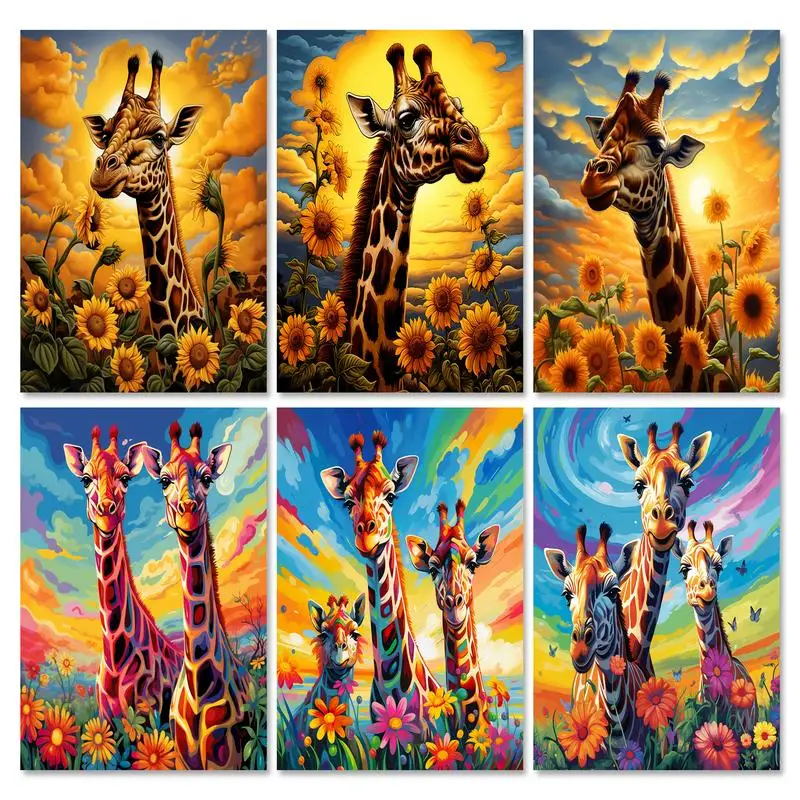 

RUOPOTY Painting By Number for adults Starter Kit With Frame Diy Paint On Numbers giraffe Diy Crafts Wall Paintings Home Art