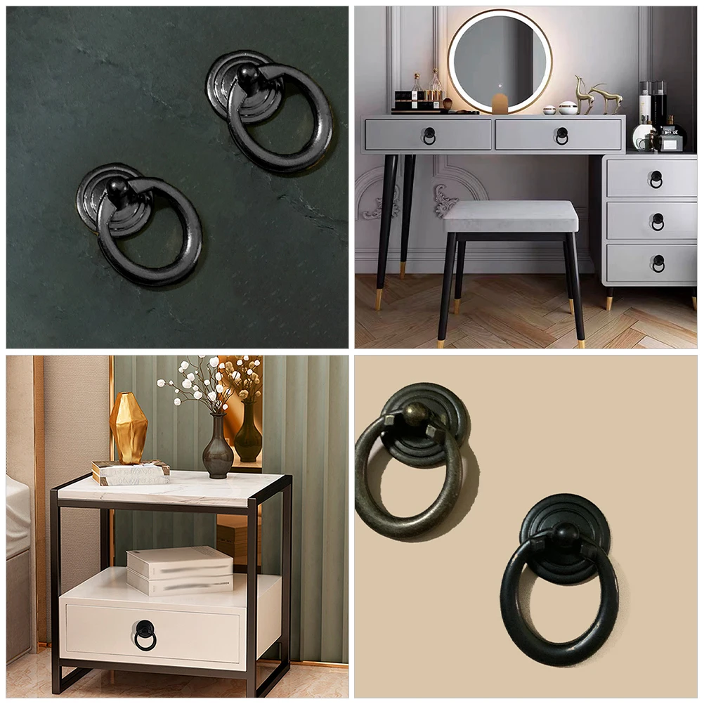 

10pcs Black Round Drawer Knobs Single Hole Cabinet H Material For Kitchen Wardrobe Doors Decor Hardware