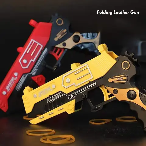 Lanciatore di pistole con elastico pieghevole, sparo continuo, giocattolo di munizioni morbide da battaglia per bambini con elastici da 60 pezzi come regalo